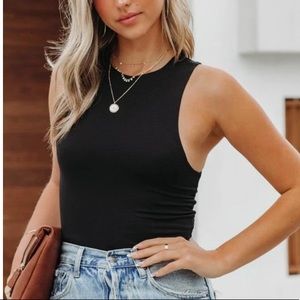 Black Mock Neck Bodysuit